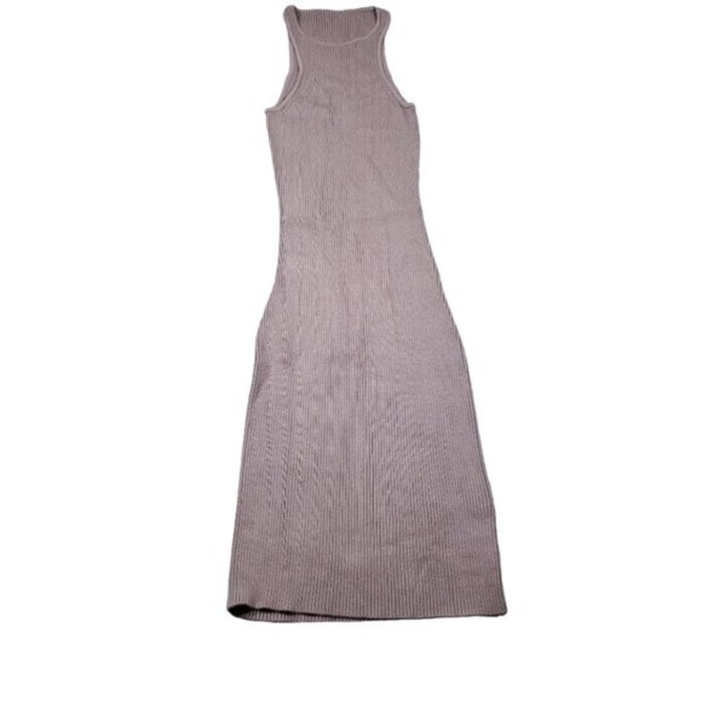 Abercrombie XS Tall Sleeveless Ribbed Knit Stretch Midi Dress Beige Brown